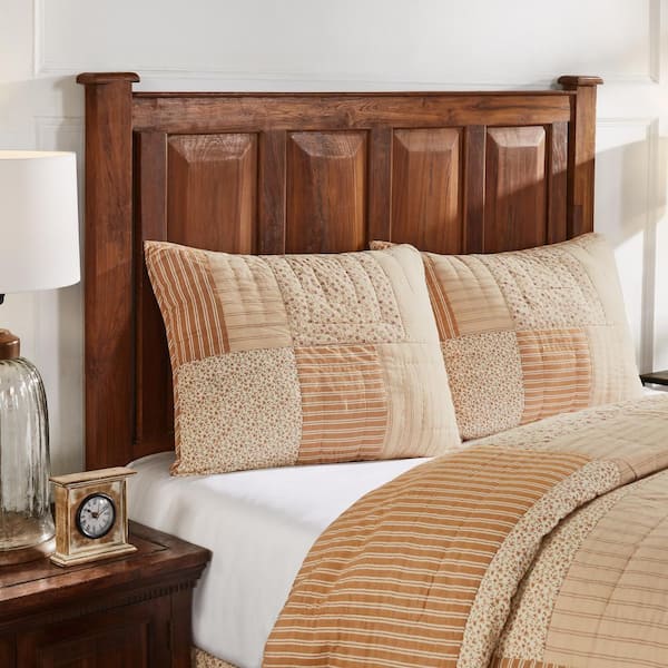VHC BRANDS Camilia Gold Soft White Patchwork Cotton Standard Sham