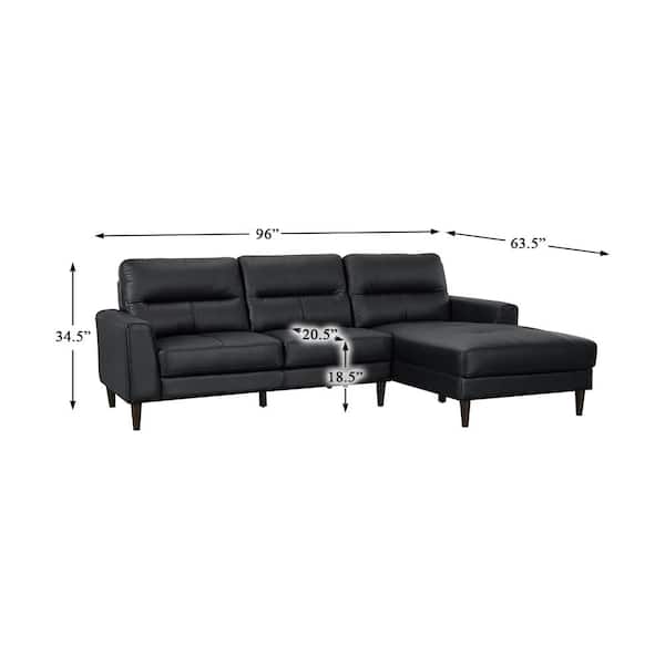 Lazzara Milford 96 in. Straight Arm 2-piece Leather Sectional Sofa