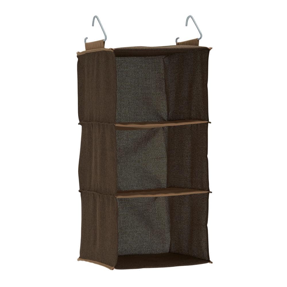 25 in. H 3-Pair Brown Canvas Hanging Shoe Organizer