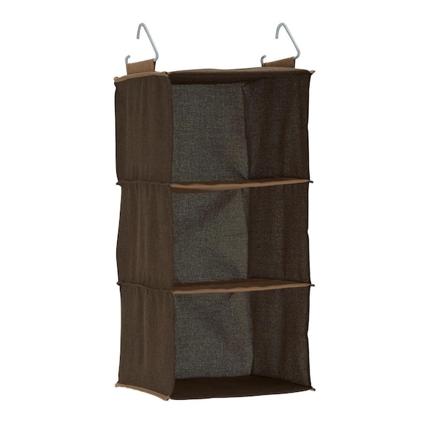 Unbranded 25 in. H 3-Pair Brown Canvas Hanging Shoe Organizer
