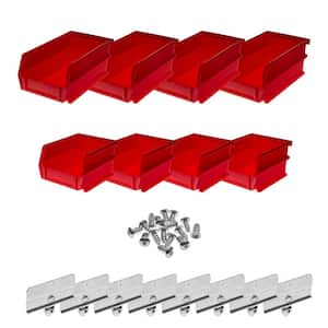 4-1/8 in. W x 3 in. H Red Wall Storage Bin Organizer (8-Piece)