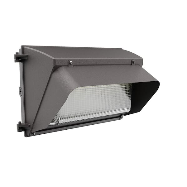 Outdoor Integrated LED Wall Pack Light 18000 Lumens Adjustable Wattage and CCT 120-277V Bronze UL and DLC Listed