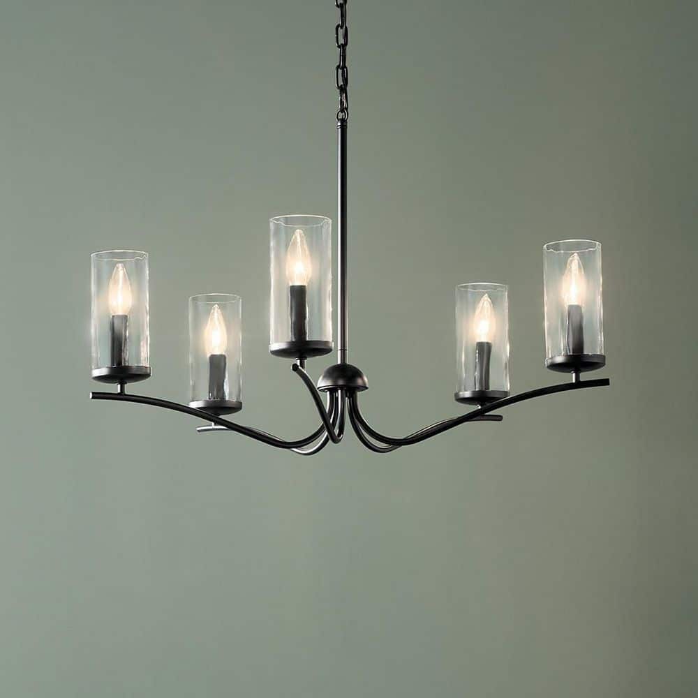 KICHLER Thorna 5-Light Chandelier with Clear Water Glass in KICHLER Thorna 5-Light Chandelier with Clear Water Glass in