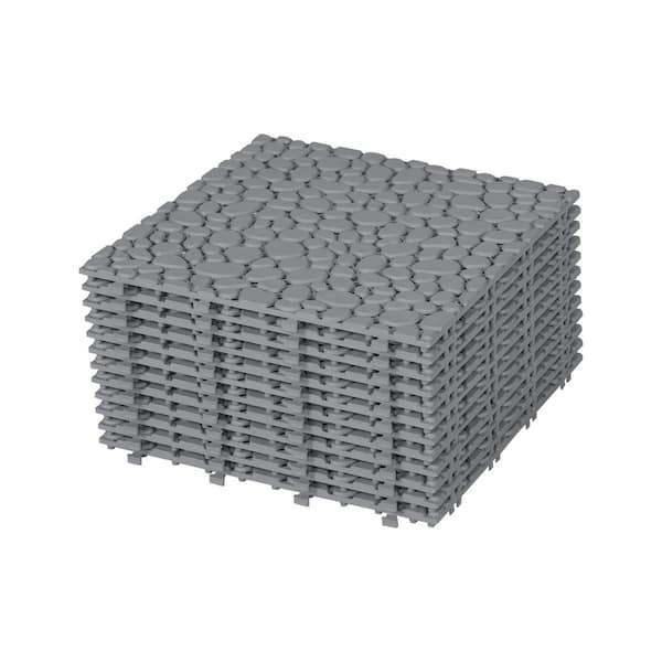 Amucolo 12 in. x 12 in. Waterproof Composite Interlocking Deck Tiles in Gray for Bathroom Shower Balcony Porch (Set of 12 Tiles)
