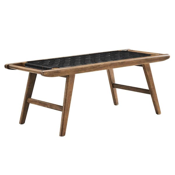 MODWAY Saorise in Walnut Black Dining Bench 47 in. Wood Bench