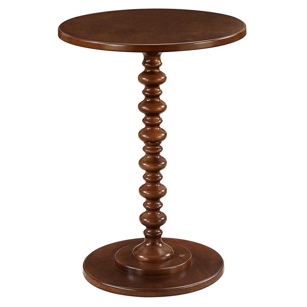 Espresso Round Wood Spindle Base Side Table