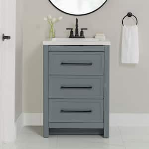 Hailey 25 in. Single Sink Laguna Blue Bath Vanity with White Cultured Marble Top (Assembled)