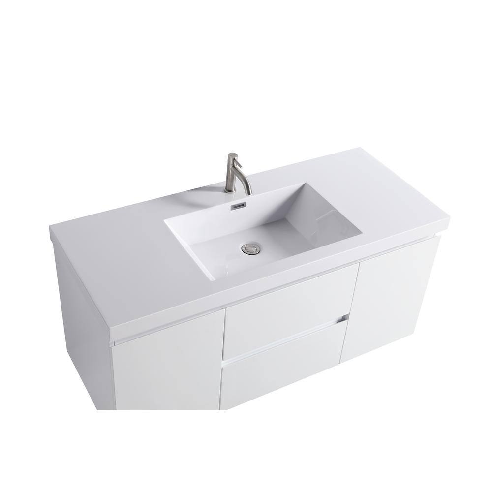 White 60" Wall Mount Single Sink Vanity with Countertop