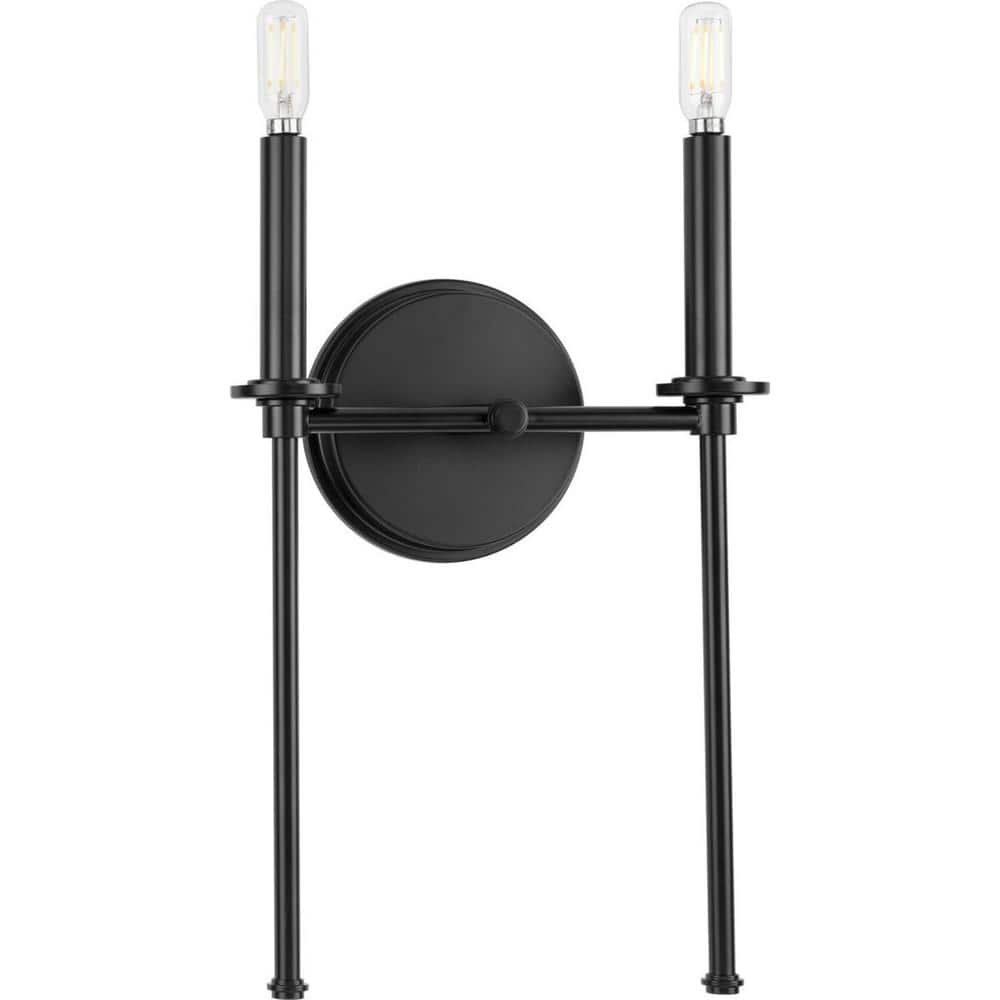Elara 10.37 in. 2-Light Matte Black New Traditional Wall Sconce with Clear Glass Shades for Bath price history on PriceWatchPro
