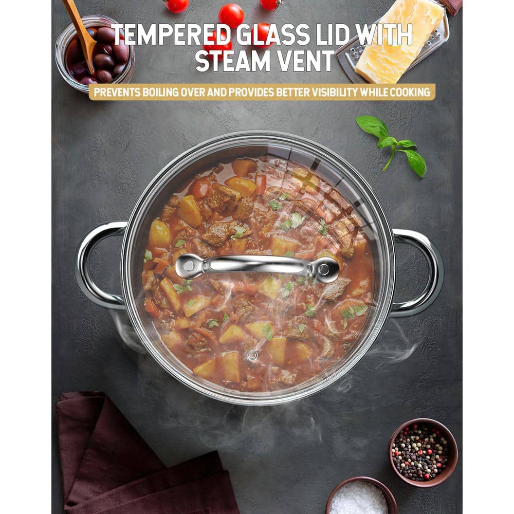 Stainless Steel 6-Piece Sauce Pot and Casserole Set with Glass Lids