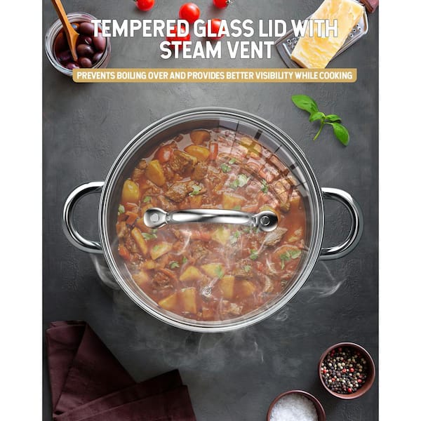 Cook N Home Basic Sauce Pot, Stainless Steel Stockpot Saucier Casserole Set, 6-Piece 02724