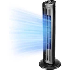 30 in. 3 Speeds Tower Fan in Black with Oscillating, Portable, Nighttime Setting, Timer