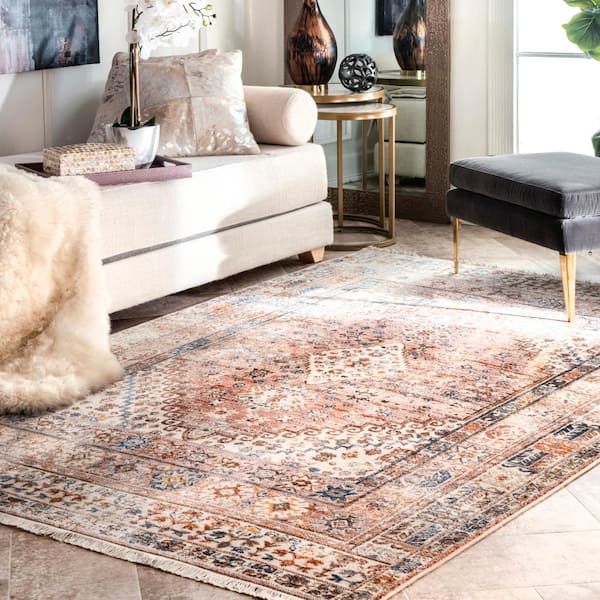 Farley Medallion Fringe Khaki Doormat 2 ft. x 3 ft.  Accent Rug