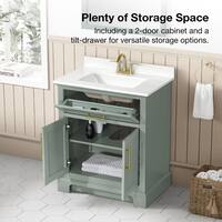 Home Decorators Collection Doveton 30 in. Single Sink Sage Green Bath Vanity with White Engineered Marble Top (Assembled) Doveton 30SG