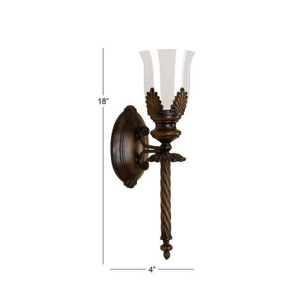 DANYA B Contemporary Metal Brown Wall Candle Sconces with Antique Patina  Medallions (Set of 2) QBA636 - The Home Depot