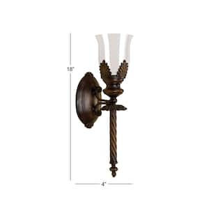 18 in. Brown Glass Single Candle Wall Sconce