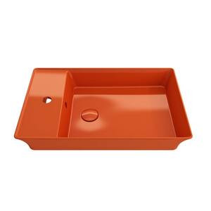 Sottile 23.5 in. Orange Fireclay Rectangular Vessel Sink with 1-Hole Faucet Deck