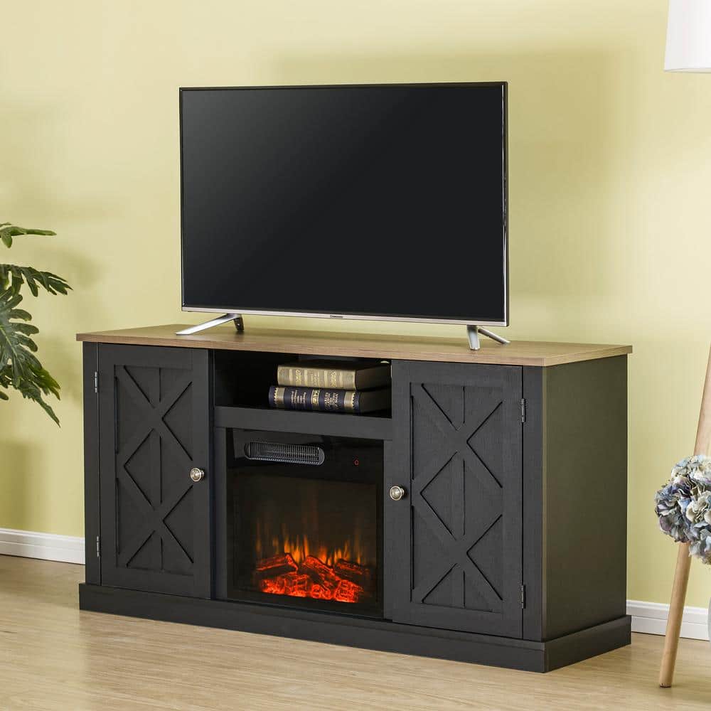 Charcoal 59'' Electric Fireplace TV Stand with Cabinet for 60'' TVs