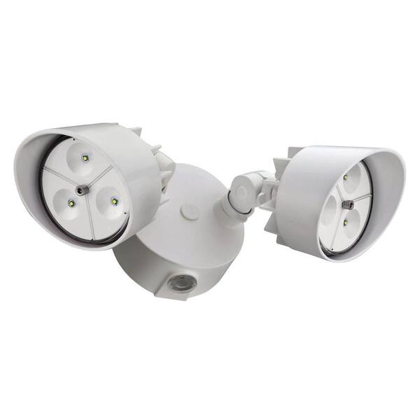 Lithonia Lighting 2-Head White Outdoor LED Wall-Mount Flood Light