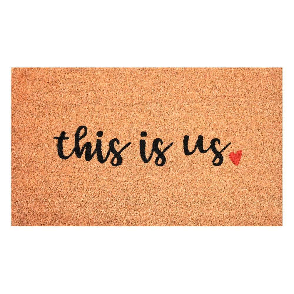 Natural Coir 'This is Us' Doormat with Vinyl Backing