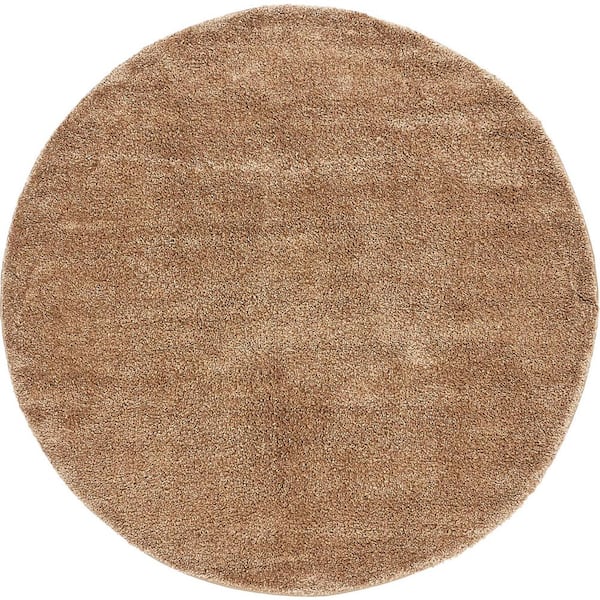 Unique Loom Solo Calabasas Light Brown 6' 0 x 6' 0 Round Rug