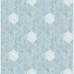 Granada Aqua Geometric Aqua Paper Strippable Roll (Covers 56.4 sq. ft.)