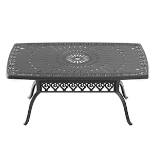63.78 in. (L) x 40.16 in. (W) Black Rectangle Cast Aluminum Outdoor Dining Table