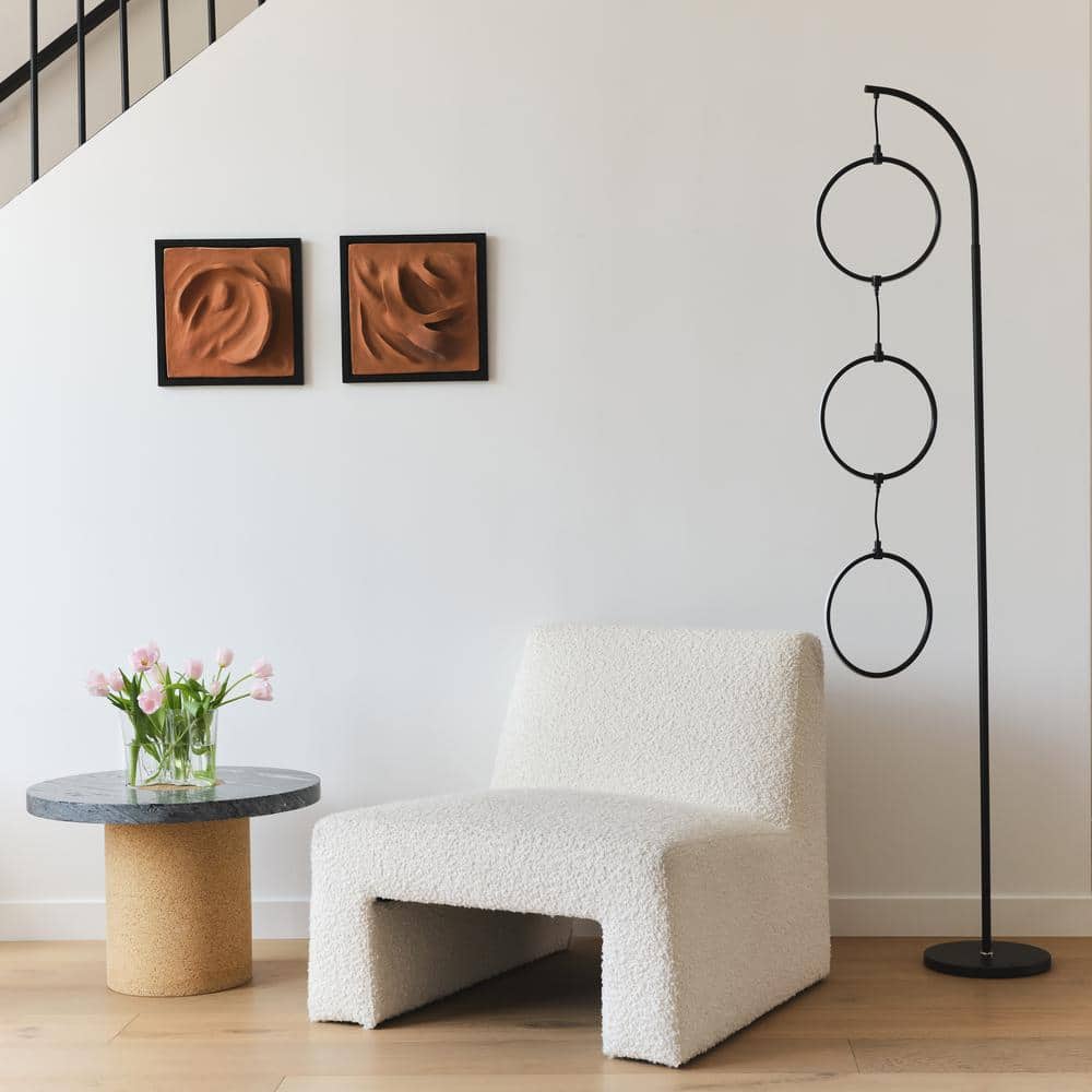 Nova 74" Black Arc LED Floor Lamp with RGB Color Changing Rings