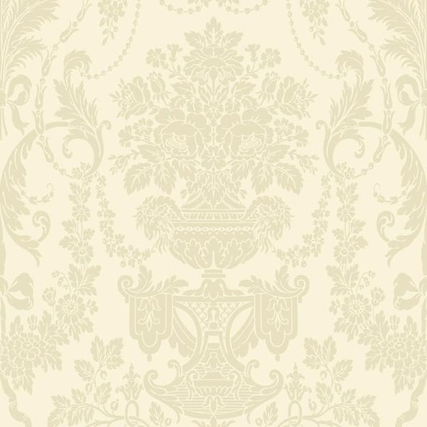 The Wallpaper Company 56 sq. ft. Ivory Damask Wallpaper