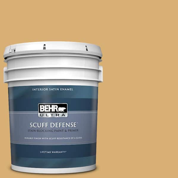 BEHR ULTRA 5 gal. Home Decorators Collection #HDC-AC-08 Mustard Field Extra Durable Satin Enamel Interior Paint & Primer