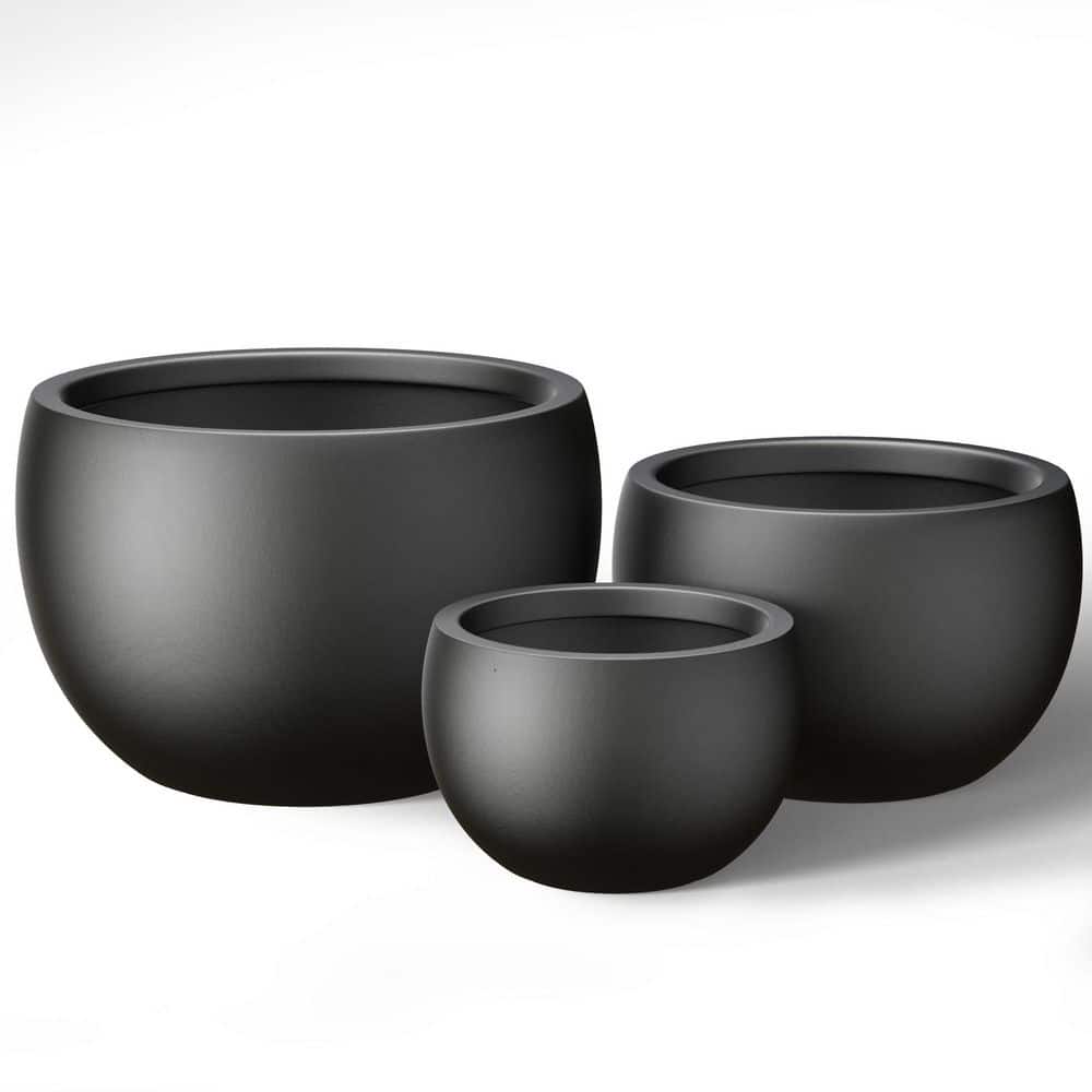 11.5 in. 15 in. 19 in. Charcoal Black (Enhanced Interior) Concrete Round Planter / Pot with Drainage Holes (Set of 3) price history on PriceWatchPro