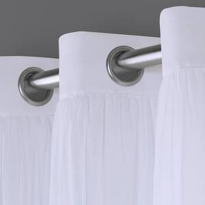 Catarina Winter White Solid Lined Room Darkening Grommet Top Curtain, 52 in. W x 63 in. L (Set of 2)
