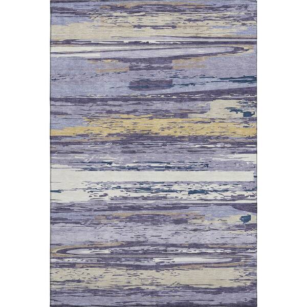Mayfield Premium Machine Washable Abstract AMF2287 Lavender 3 ft. x 4 ft. Area Rug