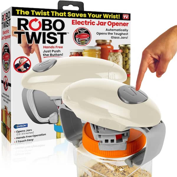As Seen on TV Robo Twist Hands-Free Electric Automatic Jar Opener in Cream