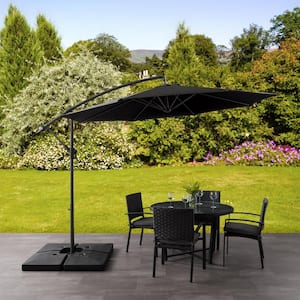 9.5 ft. Steel Cantilever UV Resistant Offset Patio Umbrella in Black