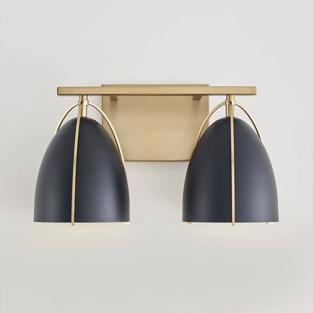 Norman Satin Brass Dual-Light Dimmable Vanity Wall Sconce