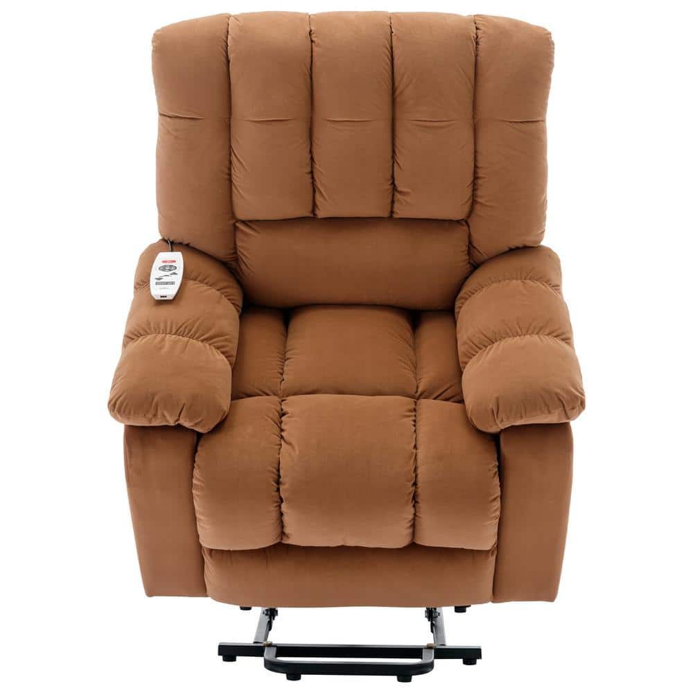 Nestfair Light Brown Velvet Standard (No Motion) Recliner with Power Lift  RC0920D - The Home Depot