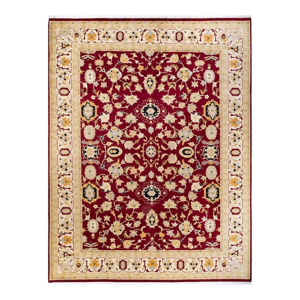 Mogul Traditional Red 9 ft. 3 in. x 11 ft. 10 in. Oriental Area Rug