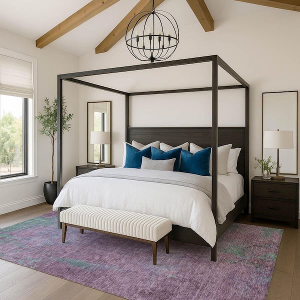 Mayfield Premium Machine Washable Abstract AMF1710 Lavender 5 ft. x 7 ft. 6 in. Area Rug