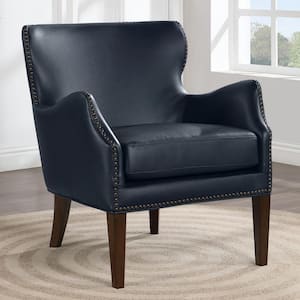 Dallas Midnight Blue Faux Leather Arm Chair with Sloped Arms