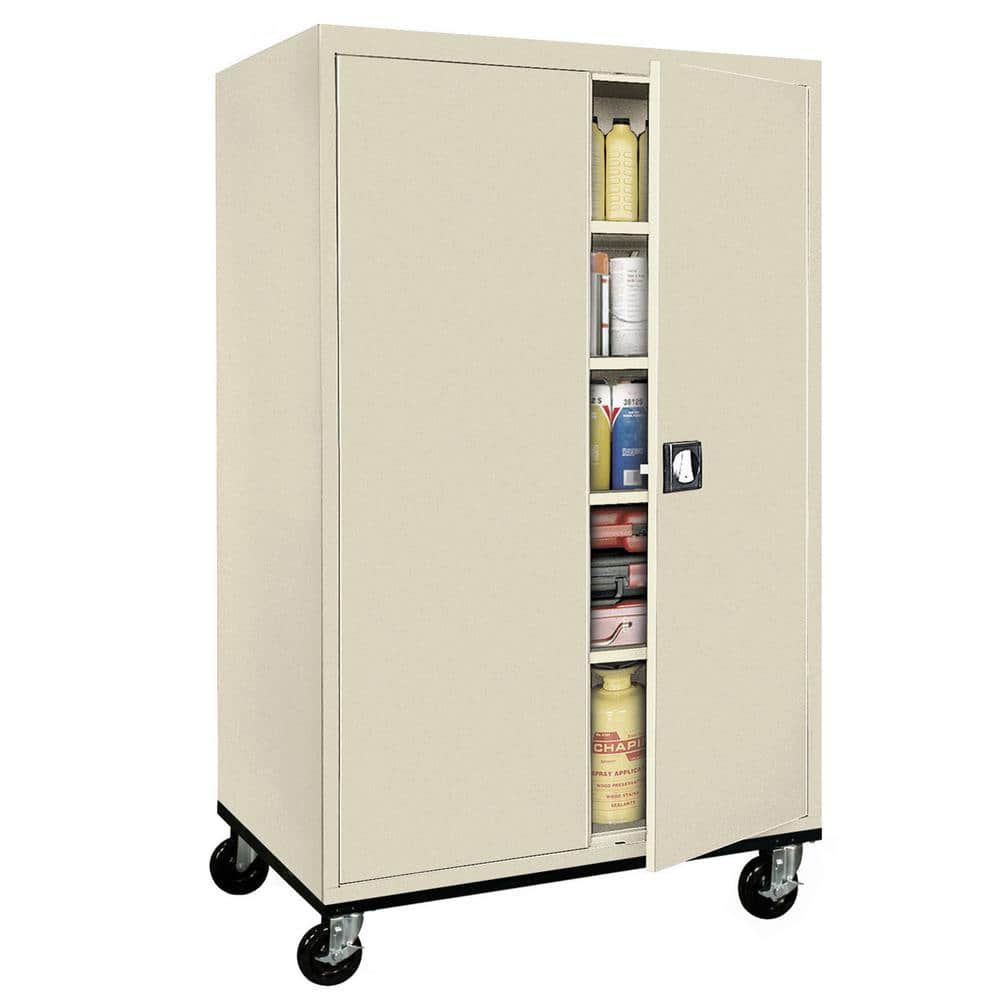 Putty Freestanding Lockable Steel Office Cabinet with Adjustable Shelving