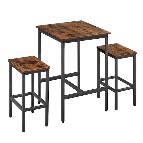 COOLSHARK Outdoor/Indoor Premium Frame Wood Top Patio High Top Bistro Set, 3-Piece Tall Bistro Table and Chairs Set