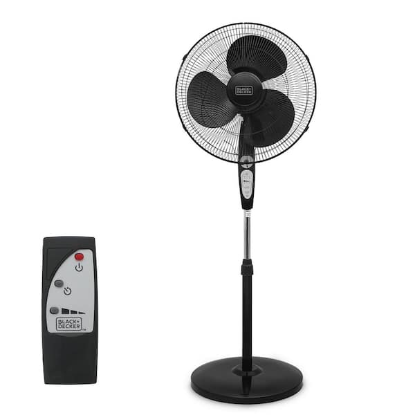 BLACK+DECKER B & D, 18", 3 Speed, Stand Alone Floor Fan, Adjustable Height With Remote in Black