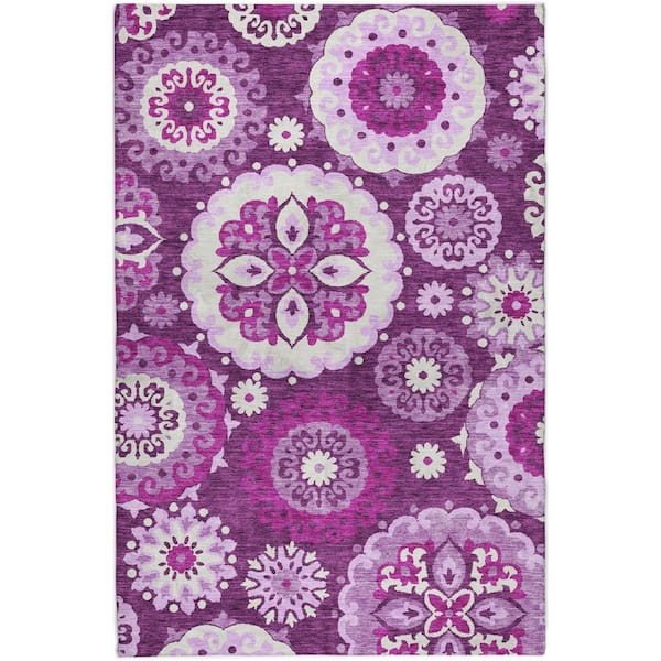 Dream Shag Premium Machine Washable Abstract ADS763 Eggplant 8 ft. x 10 ft. Area Rug