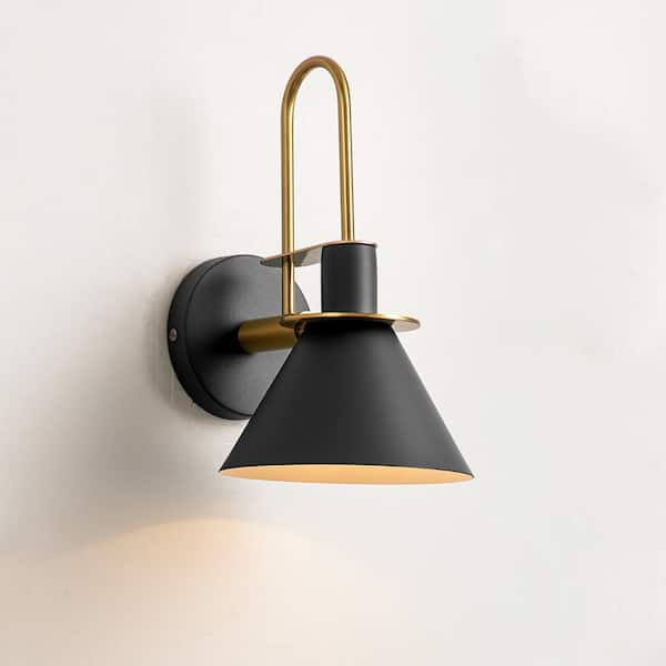 Luckyday 7 in. Modern 1-Light Matte Black Wall Sconce