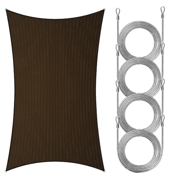 8 ft. x 10 ft. Rectangle Sun Shade Sail with Rope-Brown