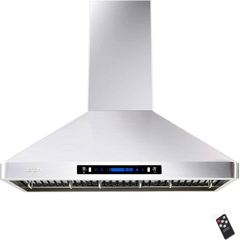 iKTCH 36 in. 900 CFM Ducted Wall Mount with LED Light Range Hood in