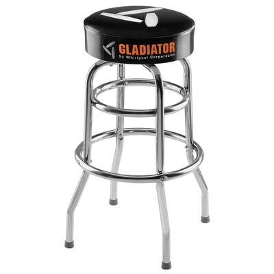 Ready To Assemble 30 in. H x 15 in. W Padded Swivel Garage Stool in Black and Chrome