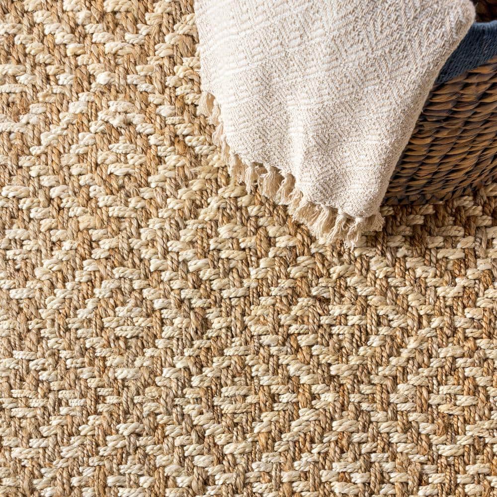 Hira Handwoven Natural Jute Diamond Pattern Area Rug