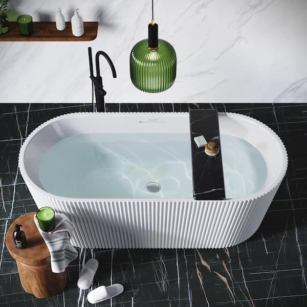 Lafayette 67 in. W. x 31 in. D x 23.2 in. H Freestanding Soaking Bathtub in White Glossy